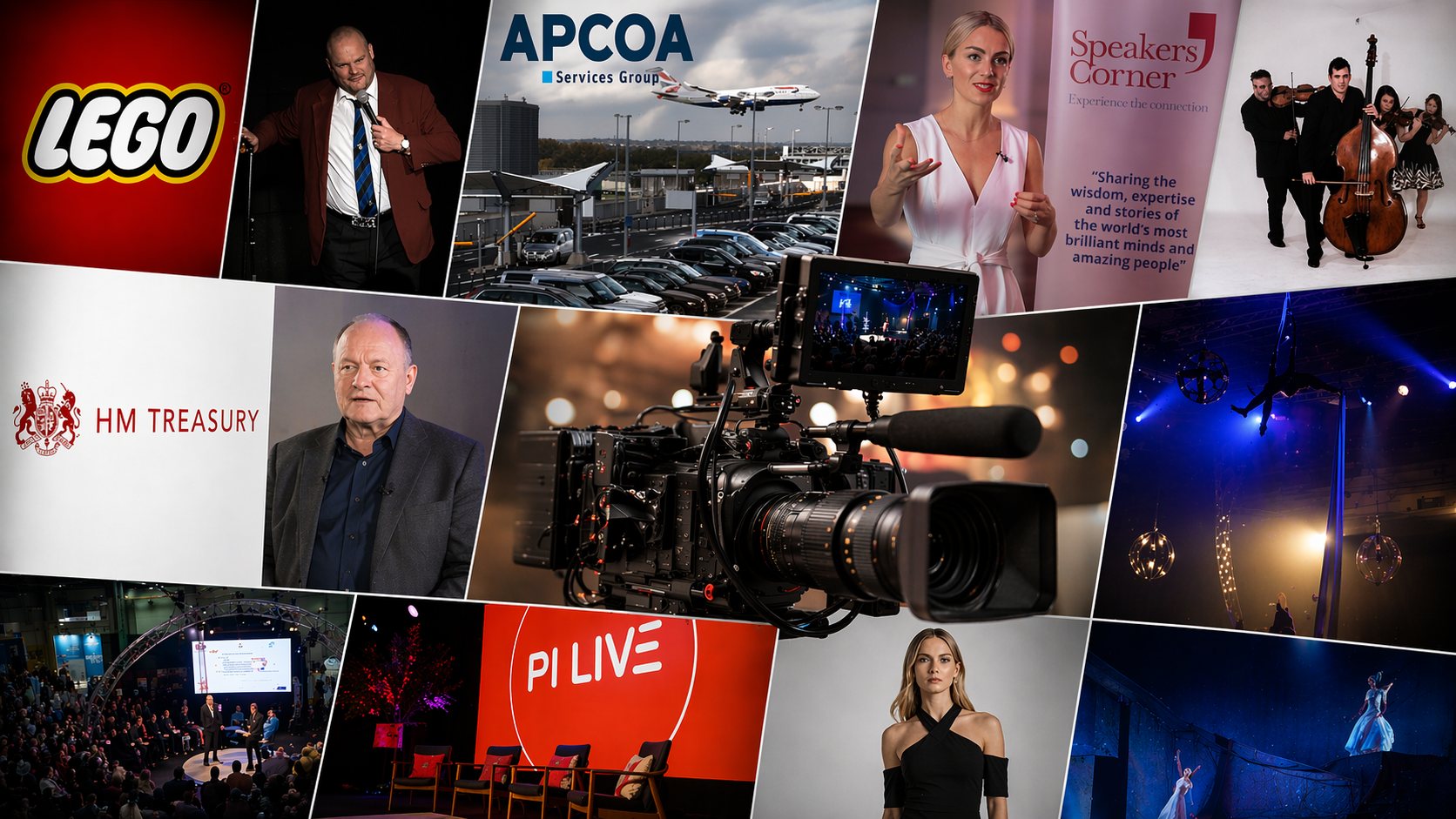Promotional video production — selected work from LEGO, HM Treasury, APCOA, Speakers Corner and Pi Live